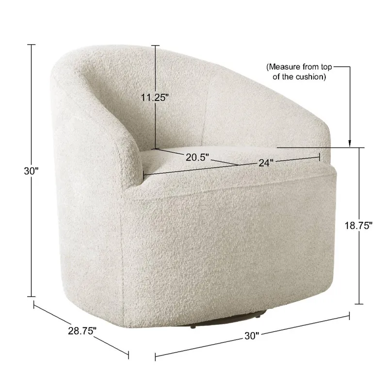 Bonn Upholstered 360 Degree Swivel Chair - Cream