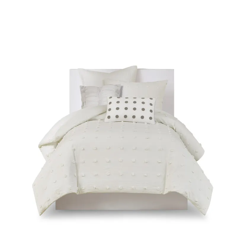 Urban Habitat Brooklyn Cotton Jacquard Duvet Cover Set with Euro Shams and Throw Pillows