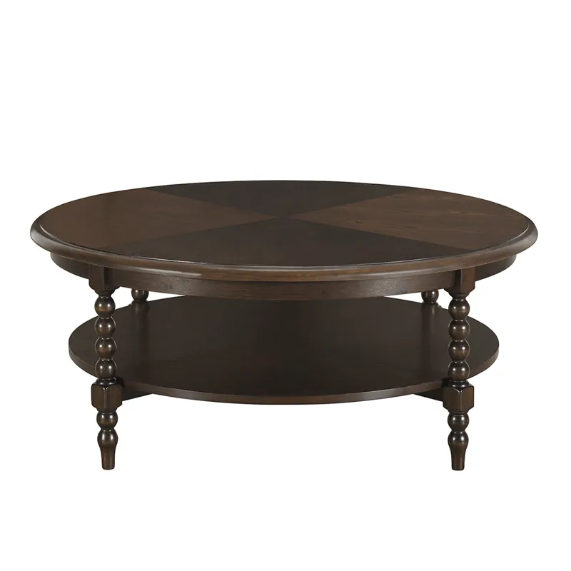 Philippe Round Coffee Table with Shelf - Brown