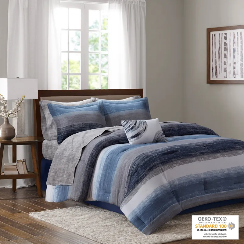 Madison Park Essentials Saben Comforter Set with Cotton Bed Sheets