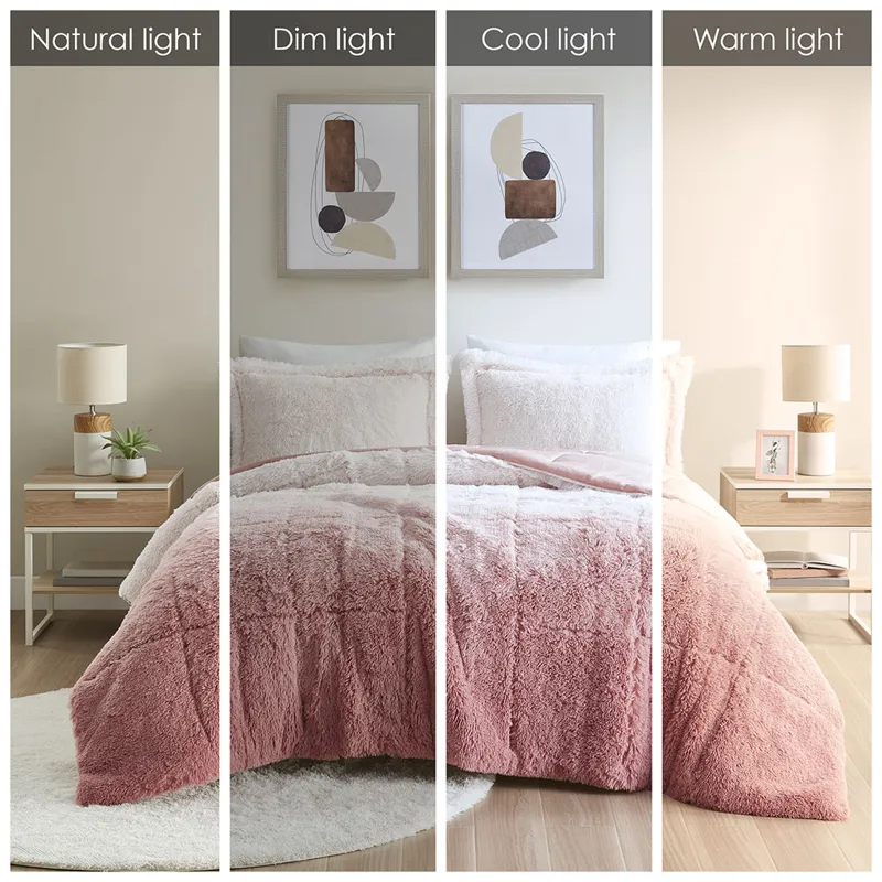 Intelligent Design Brielle Ombre Shaggy Long Fur Comforter Mini Set
