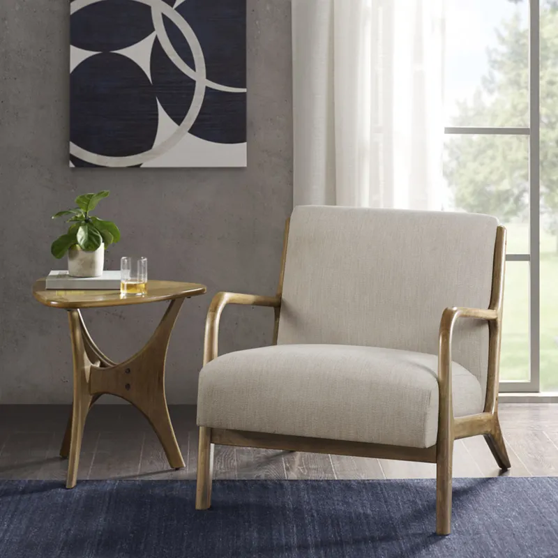 Novak Mid-Century Modern Accent Armchair - Cream