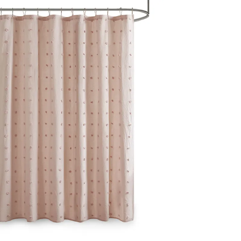 Urban Habitat Brooklyn Cotton Jacquard Pom Pom Shower Curtain