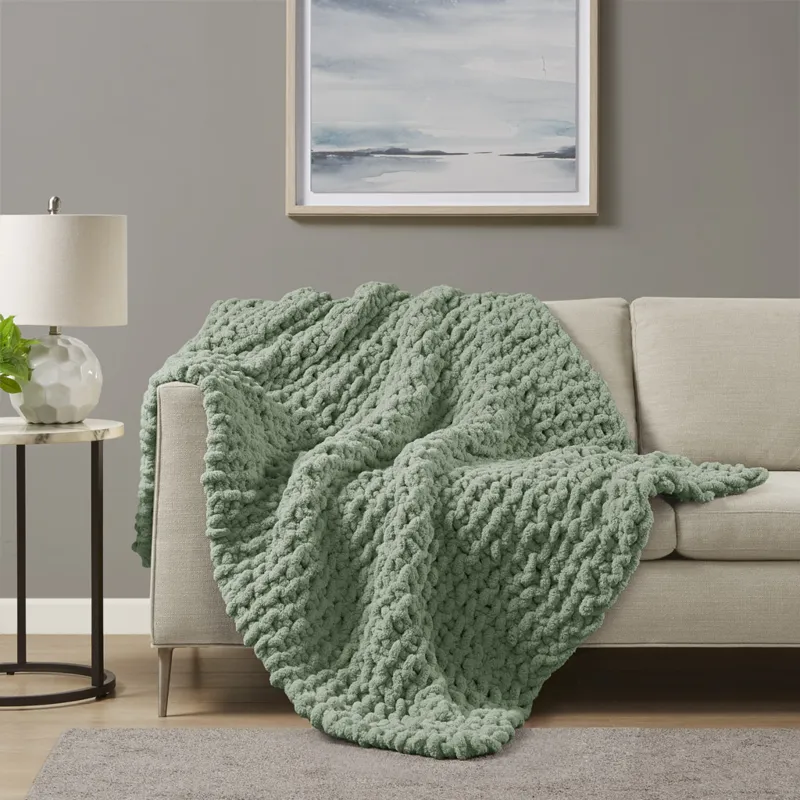 Madison Park Chenille Chunky Knit Throw