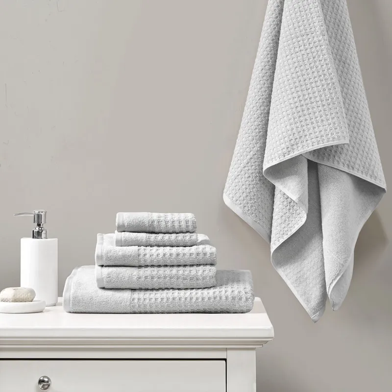 Madison Park Spa Waffle Cotton Jacquard Bath Towel 6 Piece Set