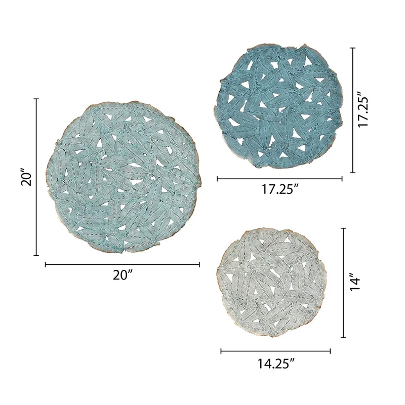 Madison Park Rossi Textured Feather 3-piece Metal Disc Wall Decor Set