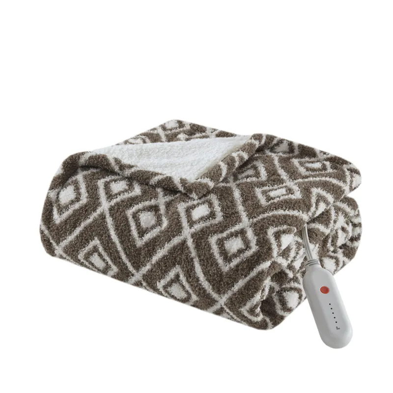Amira Dream Soft Heated Throw - Brown Geo