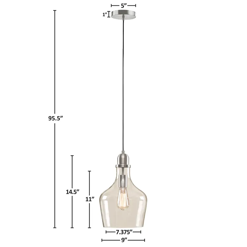 Auburn Bell Shaped Hanging Glass Pendant Light - Silver/Clear