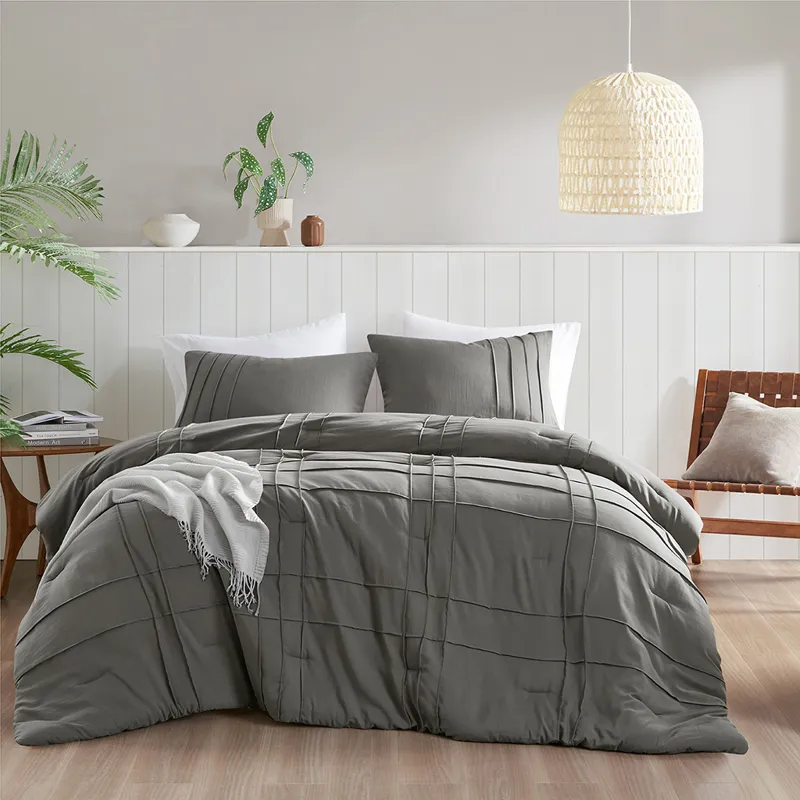 Comfort Spaces Walker Soft Washed Pleated Comforter Set