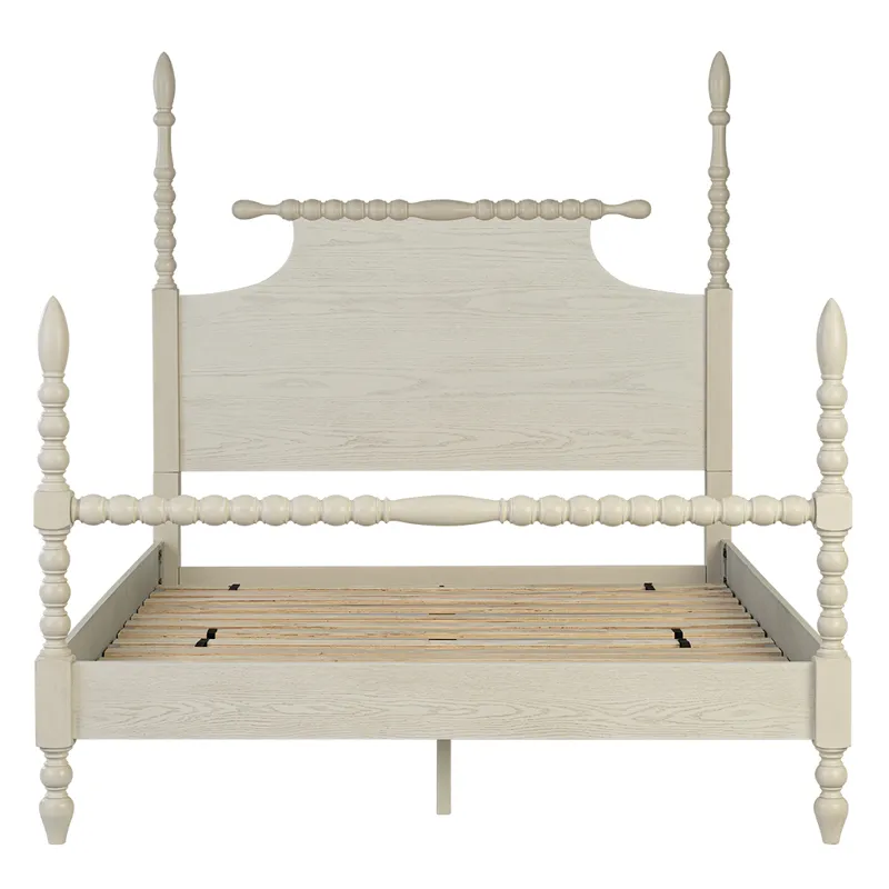 Beckett Queen Turned Wood Spindle Bed - Antique Cream
