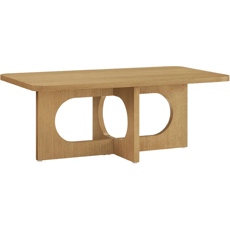INK+IVY Devon 48" Sculptural Wood Coffee Table with Cutout Base - Natural Oak