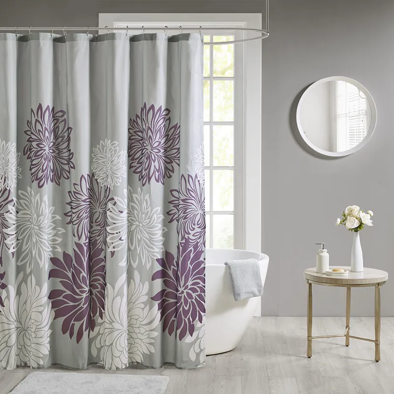 Madison Park Essentials Maible Printed Floral Shower Curtain - Purple