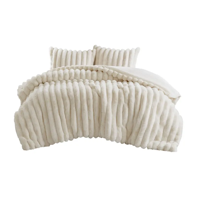 Madison Park Jasmine 3 Piece Faux Fur Comforter Set