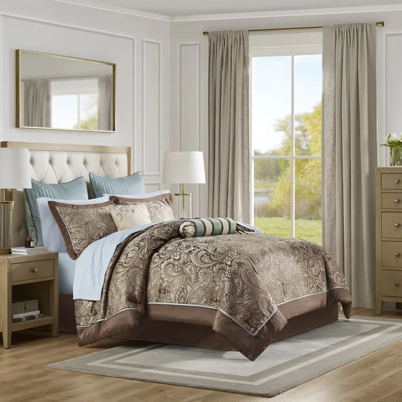 Madison Park Aubrey 12 Piece Comforter Set with Cotton Bed Sheets
