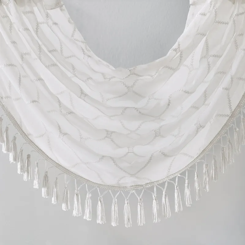 Madison Park Irina Diamond Sheer Embroidered Waterfall Valance