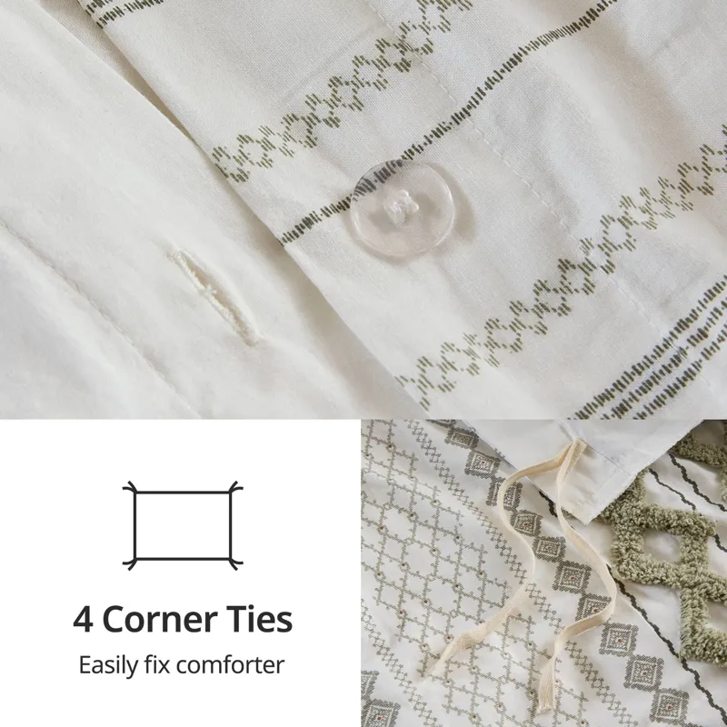INK+IVY Imani Cotton Printed Duvet Cover Set with Chenille