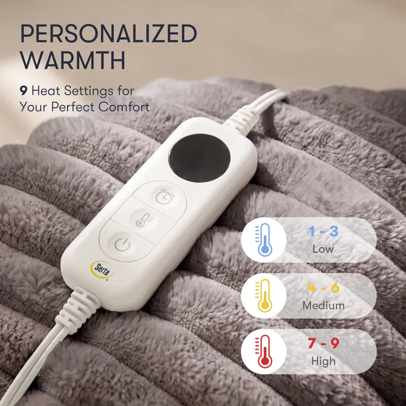 Serta Heated Cord Plush Heated Throw