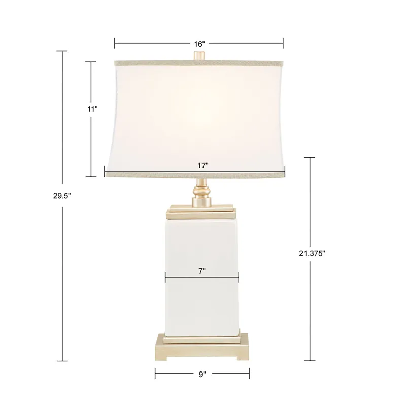 Colette Rectangular Ceramic Table Lamp - Ivory