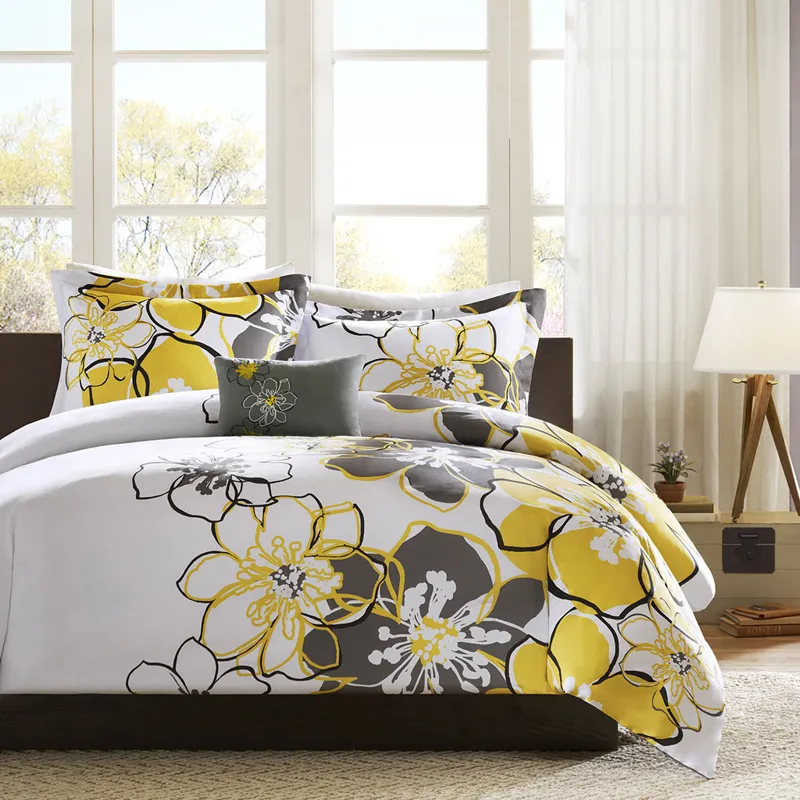 Allison Twin XL Floral Duvet Cover Set - Yellow