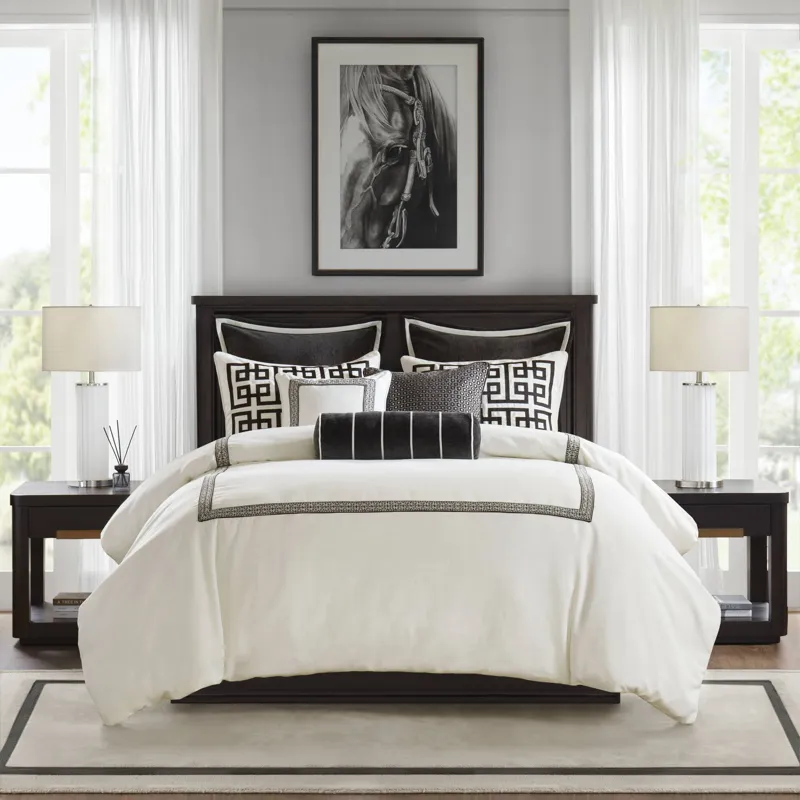 Madison Park Signature Jarvis Embroidery Oversized Duvet Style Comforter Set