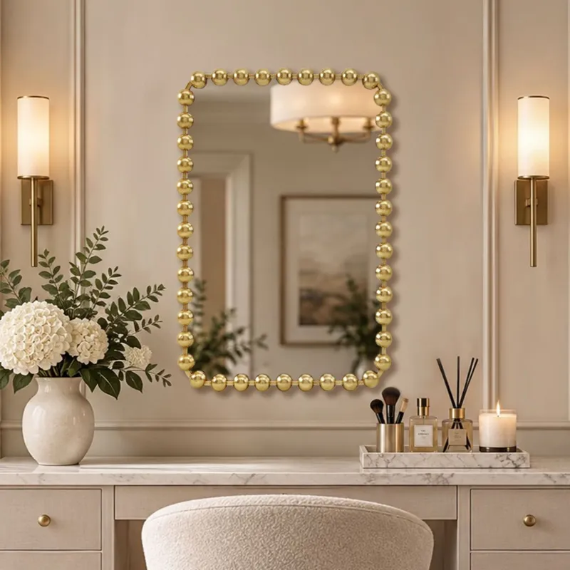 Madison Park Signature Marlowe 24X36 Rounded Rectangle Beaded Wall Mirror