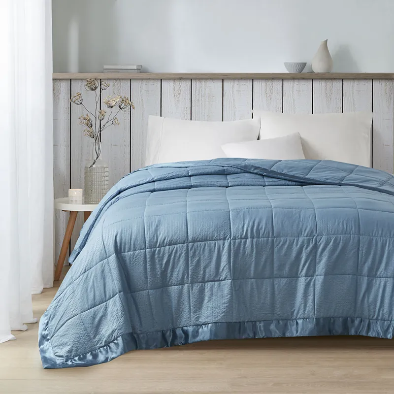Cambria King Oversized Down Alternative Blanket with Satin Trim - Slate Blue