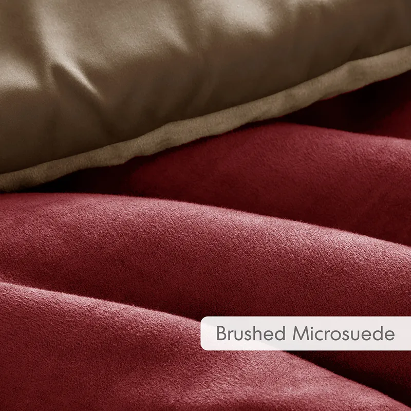 Comfort Spaces Highland Stripe Pieced Faux Suede Comforter Set