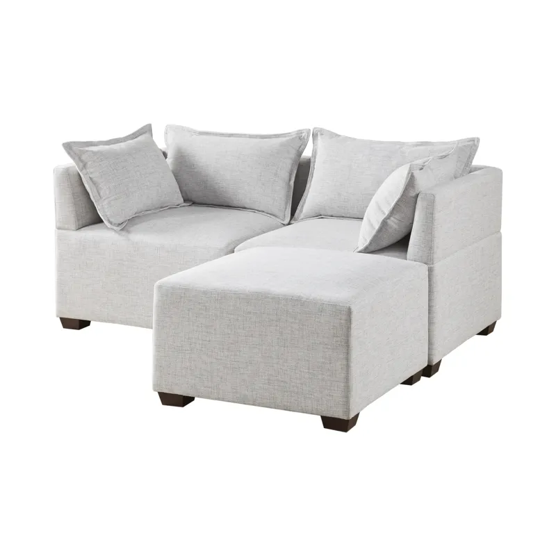 Molly 3-Piece Modular L-Shape Sofa - Silver Grey