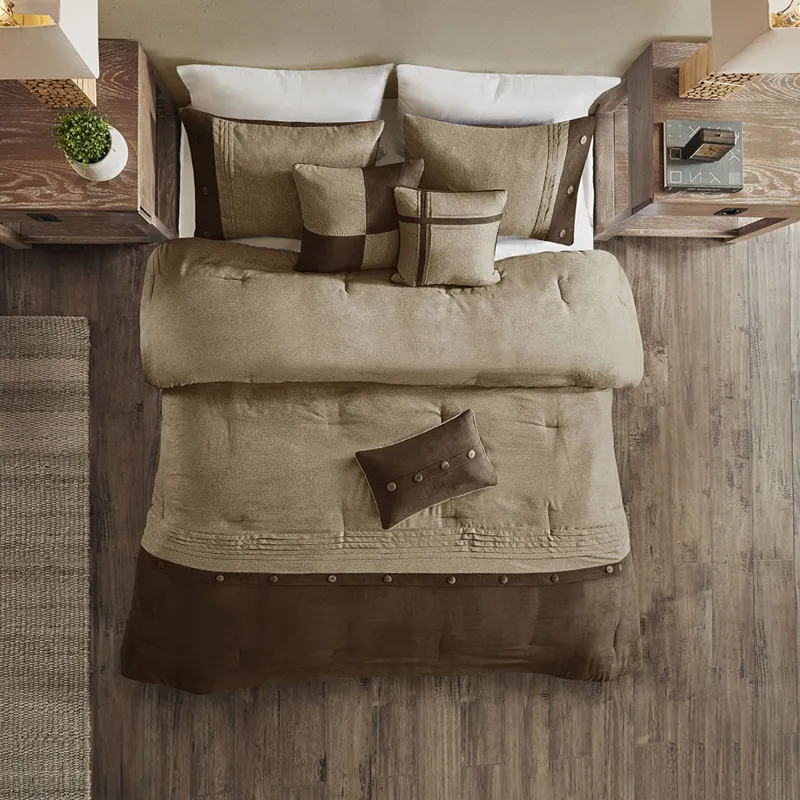 Madison Park Boone 7 Piece Faux Suede Comforter Set