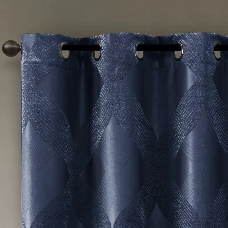 SunSmart Bentley Ogee Knitted Jacquard Total Blackout Curtain Panel