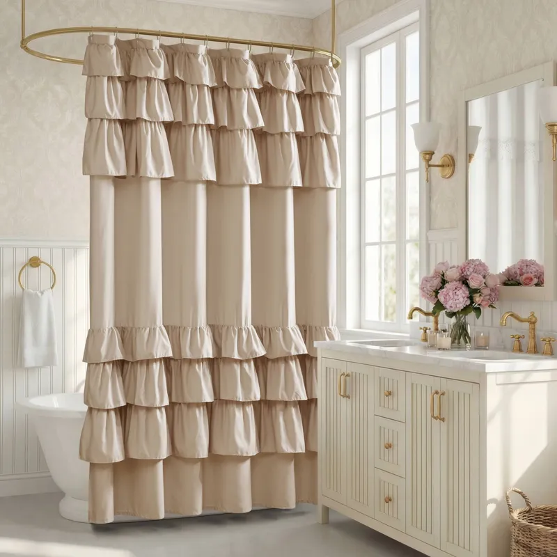 Madison Park Grace Ruffled Shower Curtain