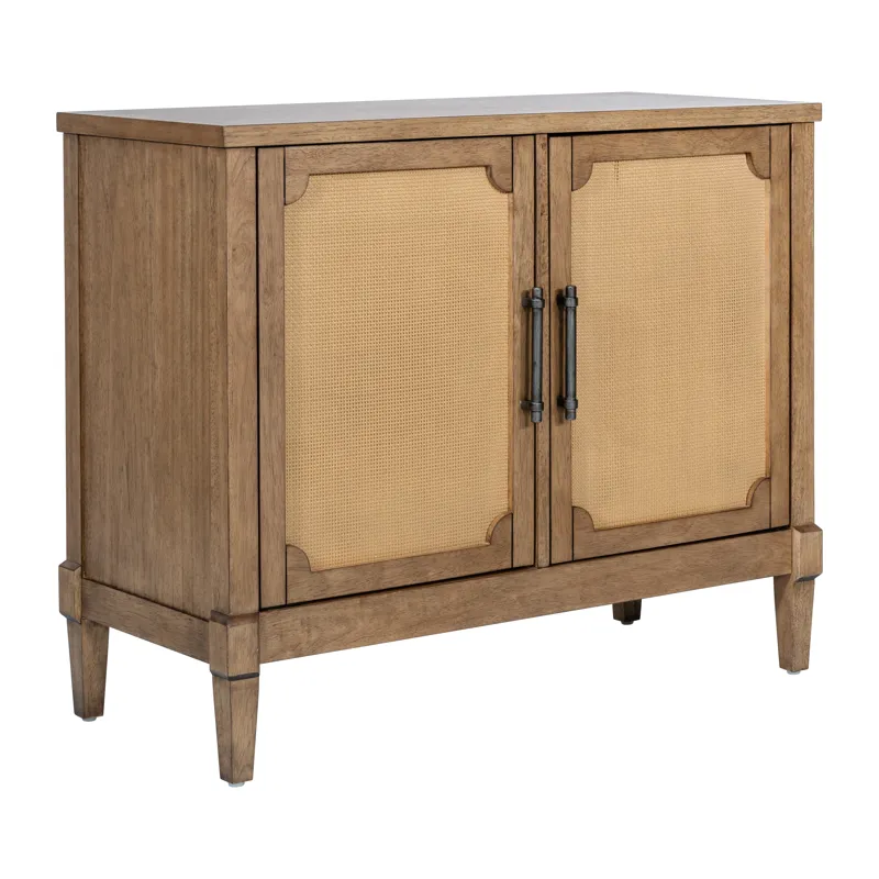 Salina Woven Cane Accent Cabinet - Toasted Almond