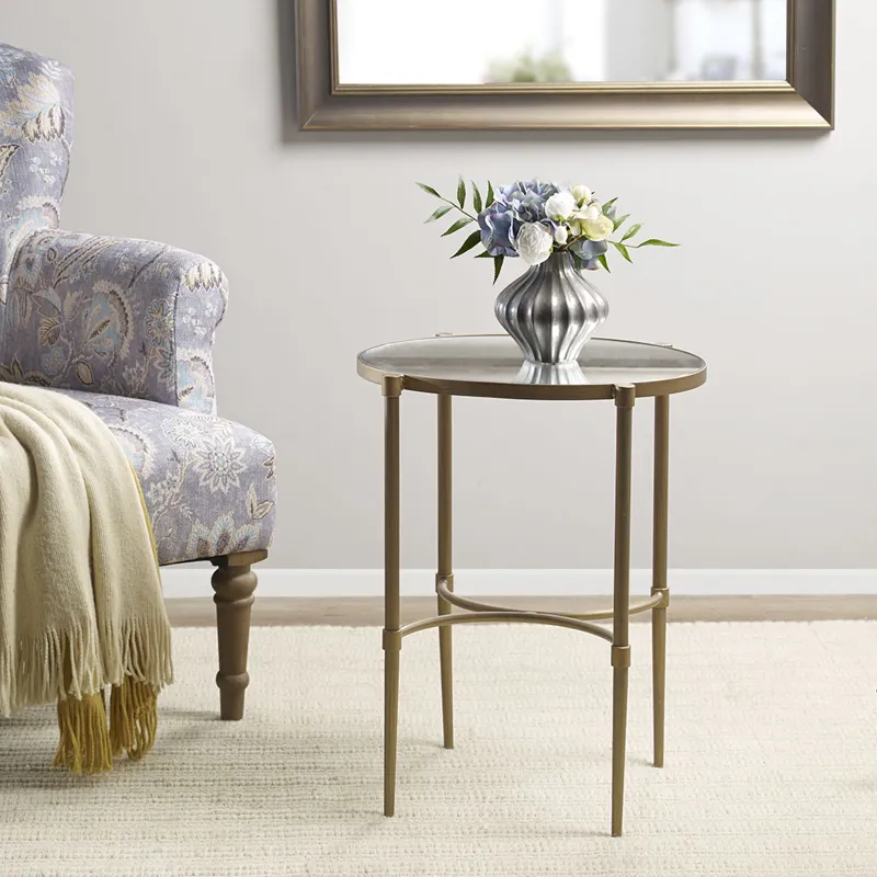 Lia Oval Accent Table - Antique Bronze