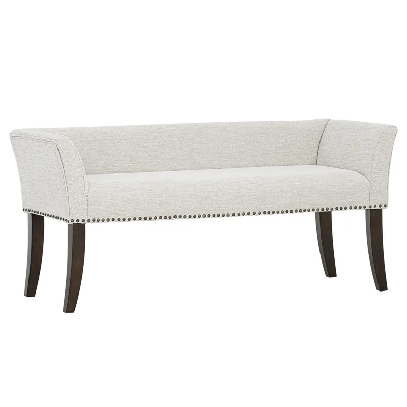 Welburn 49.5\" Upholstered Bench with Back & Wood Legs - Cream