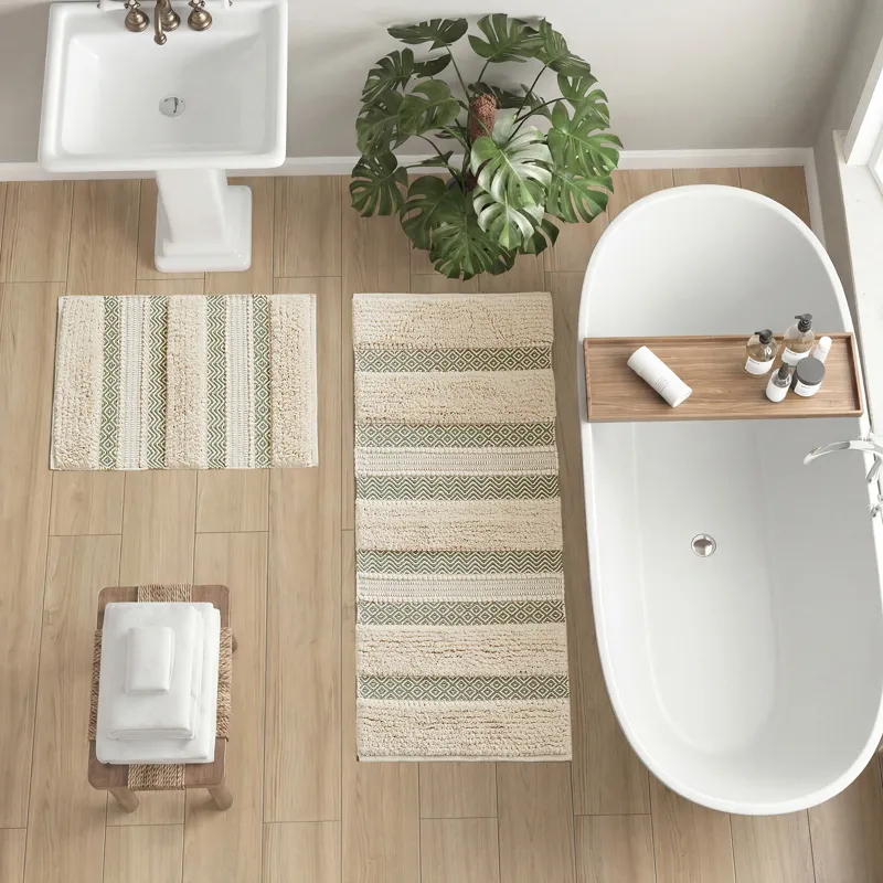 INK+IVY Asher Woven Texture Stripe Bath Rug