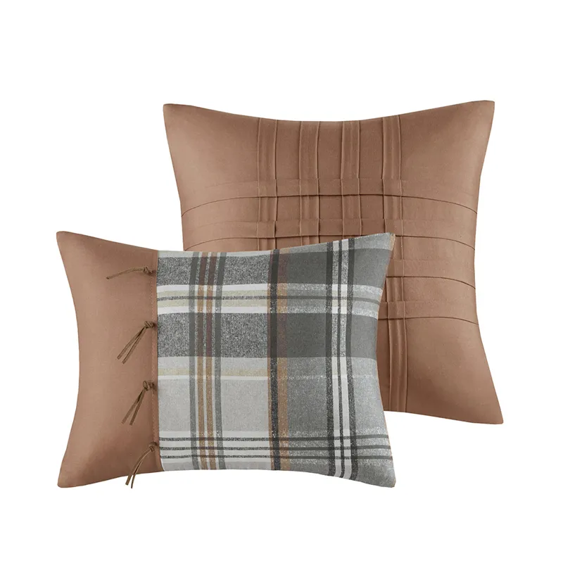 Blake Full/Queen Plaid Comforter Set - Tan/Gray