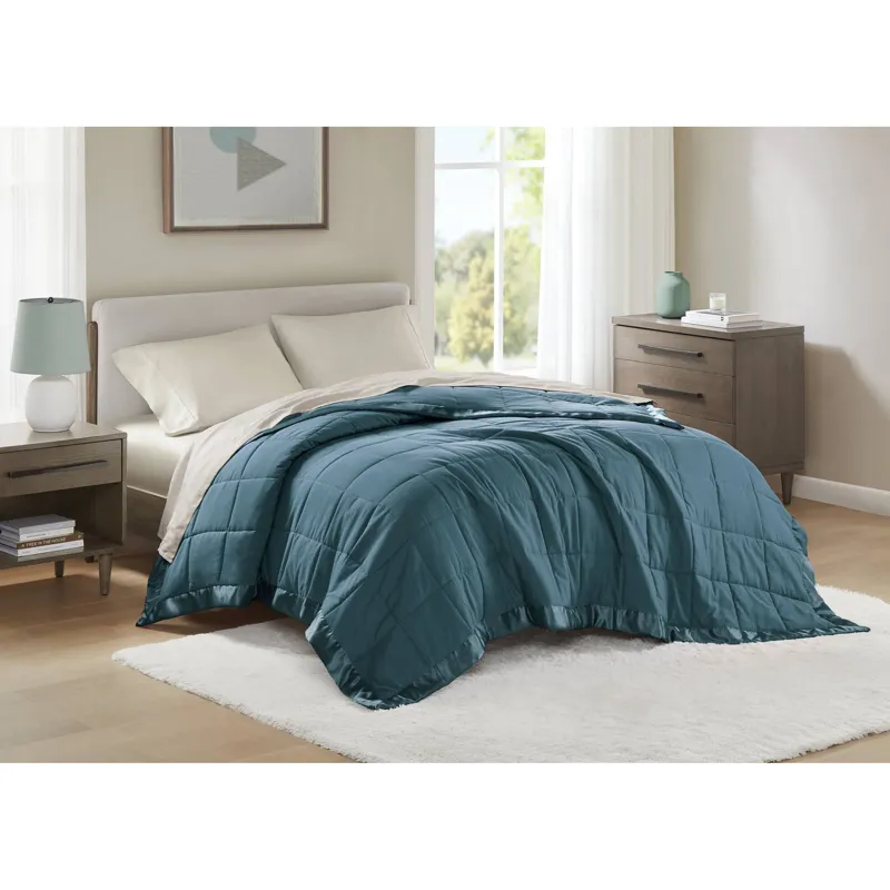 Madison Park Windom Lightweight Down Alternative Blanket with Satin Trim