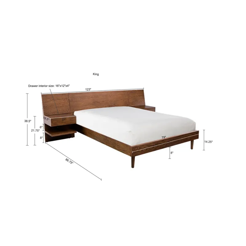 Clark King Bed with 2 Nightstands - Pecan