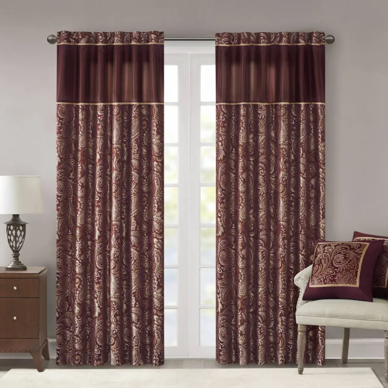Madison Park Aubrey Jacquard Curtain Panel Pair