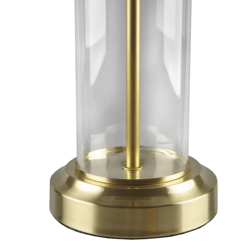 Clarity Glass Cylinder Table Lamp Set of 2 - Gold