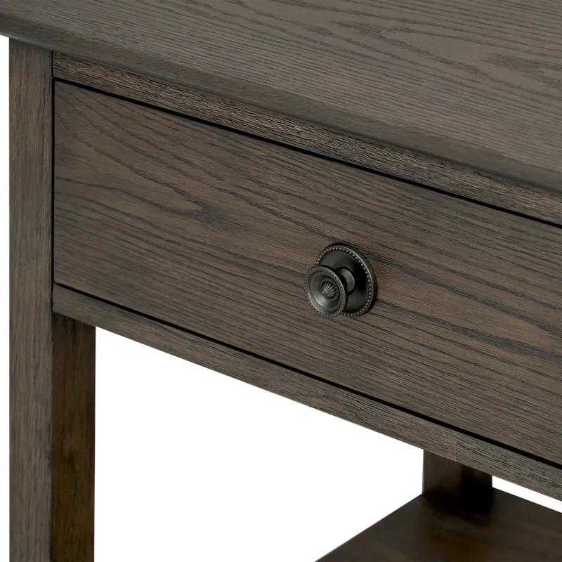Victoria one-drawer wood bedside table with shelf - Antique Brown