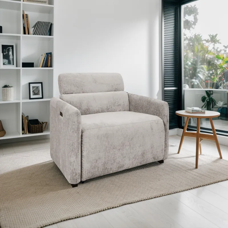 Ava Power Modern Recliner - Light Grey