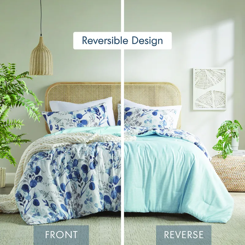 Super Listing Gabby Reversible Floral Botanical Seersucker Comforter Set