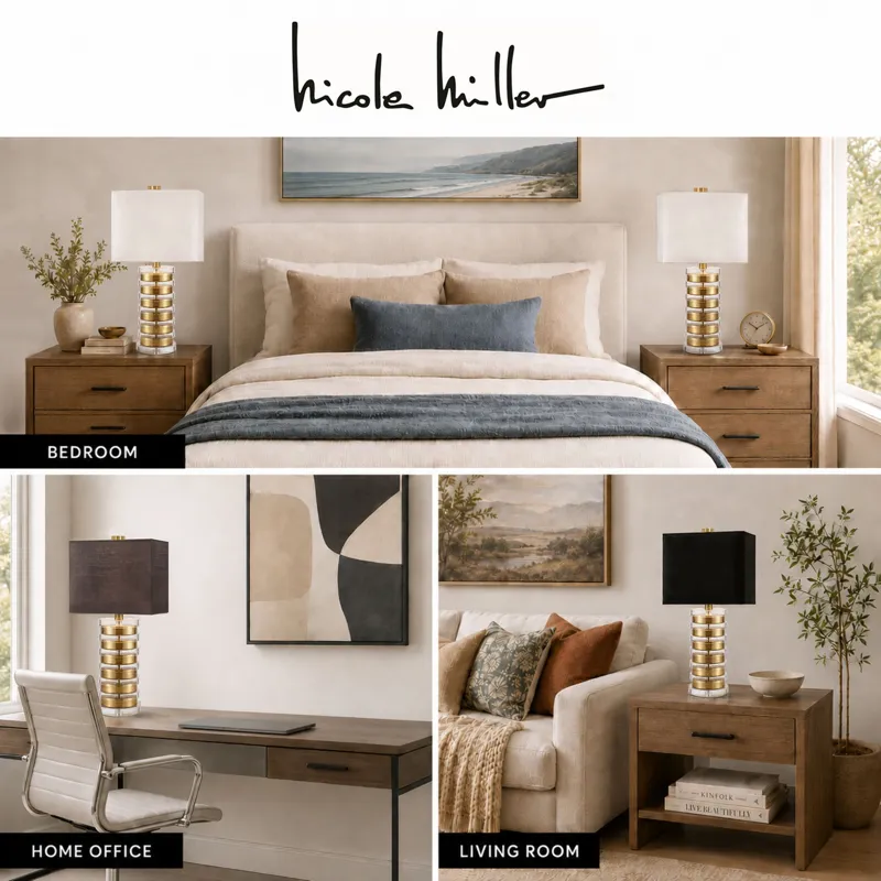 Nicole Miller Elowen Acrylic Disc Table Lamp