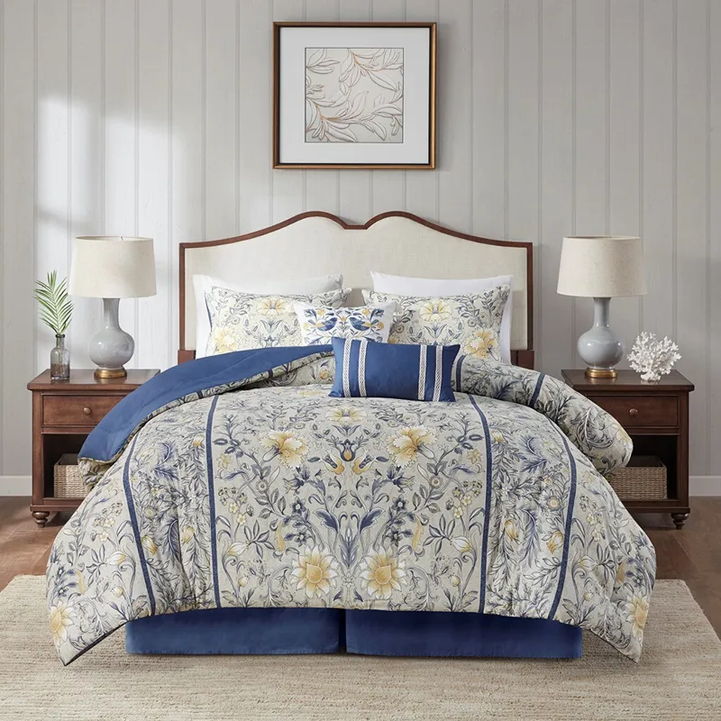 Harbor House Blue Livia 6 Piece Cotton Comforter Set