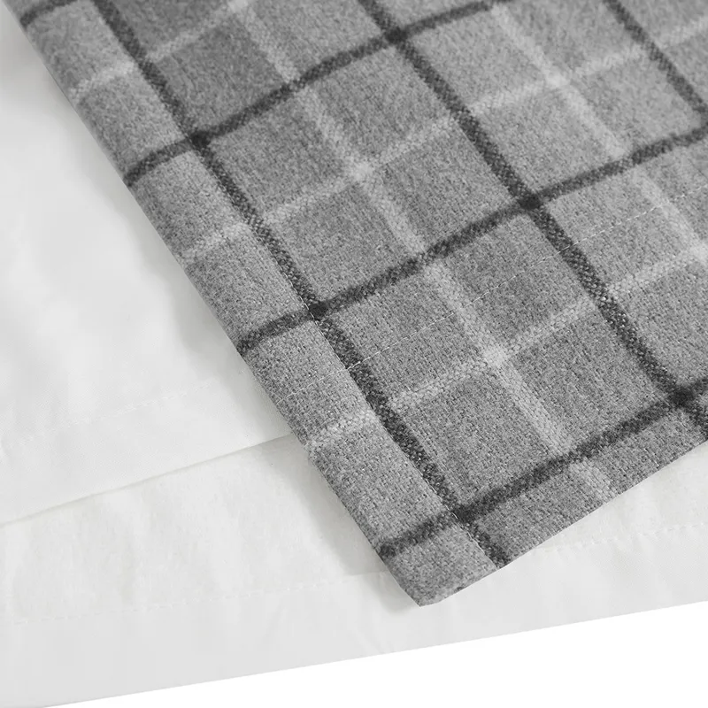 Anaheim Plaid Rod Pocket and Back Tab Curtain Panel with Fleece Lining - Grey