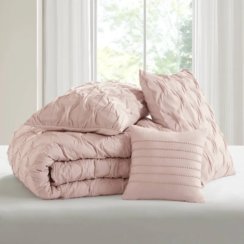 Comfort Spaces Bailey Diamond Pintuck Pleated Woven Comforter Set