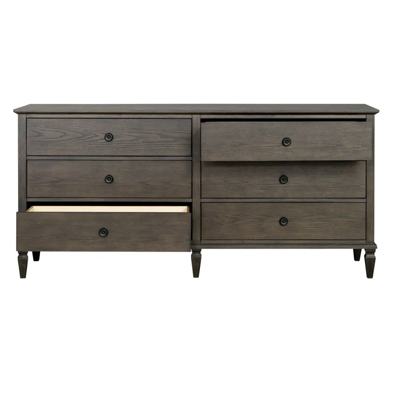Victoria 6-drawer wood dresser (70\") - Antique Brown