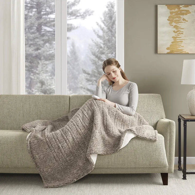 True North by Sleep Philosophy Marbled Sherpa Heated Throw