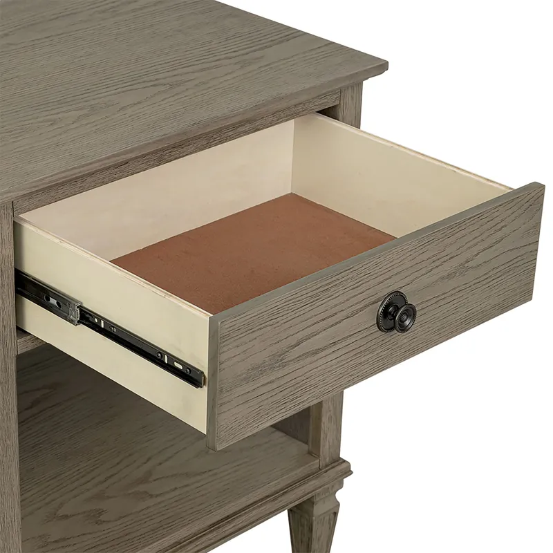 Victoria one-drawer wood nightstand with shelf - Reclaimed Grey